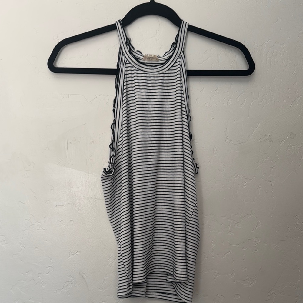 Hem & Thread Striped Ribbed Racerback Tank Top – Size L - Picture 1 of 3